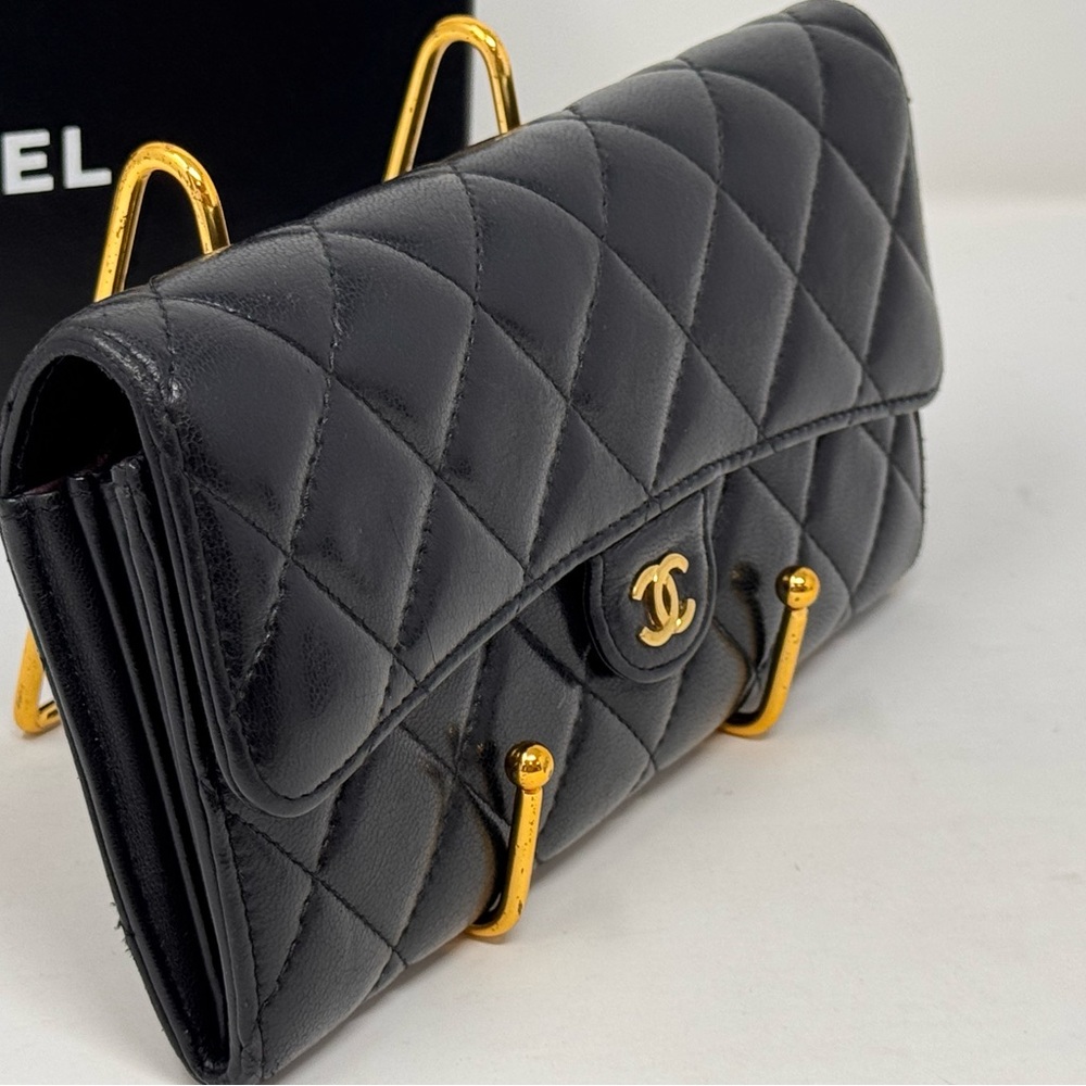 💯Authentic CHANEL Black Quilted Lambskin Classic Flap Continental Wallet - Picture 4 of 9
